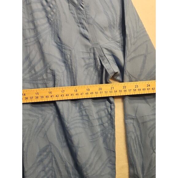 Zara Mens Medium 40 Shirt Blue Floral/Palm Design Regular Long Sleeve Button - Picture 4 of 8